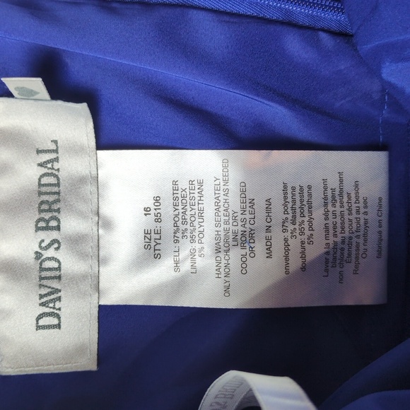 David's Bridal One Shoulder Asymmetrical Ruched Horizon Blue Cocktail Dress 16 - Picture 3 of 16